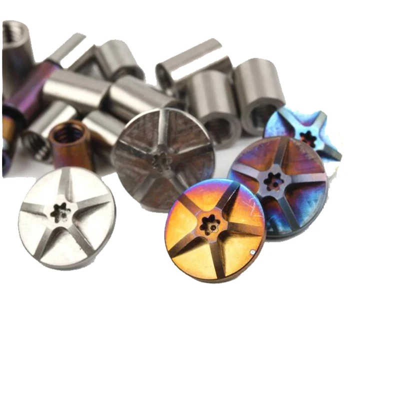 

M4 Cheese Thread steel Knife screw Making knife Handle screw brass AMG wheel pattern Titanium alloy Connecting pipe rivet