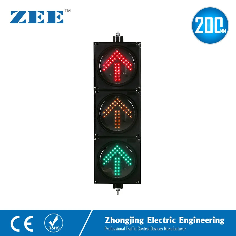 8inches 3x200mm LED Arrow Traffic Light Left Right Turn Up Arrow Traffic Signals 220V 12/24V Solar Traffic Signal Lights