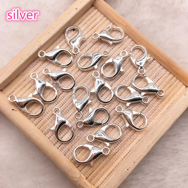 

25pcs 14mm Metal Lobster Clasps Hooks for Jewelry Finding KC Gold/Silver/Gun black Color Connect Buckle DIY Necklace&Bracelet