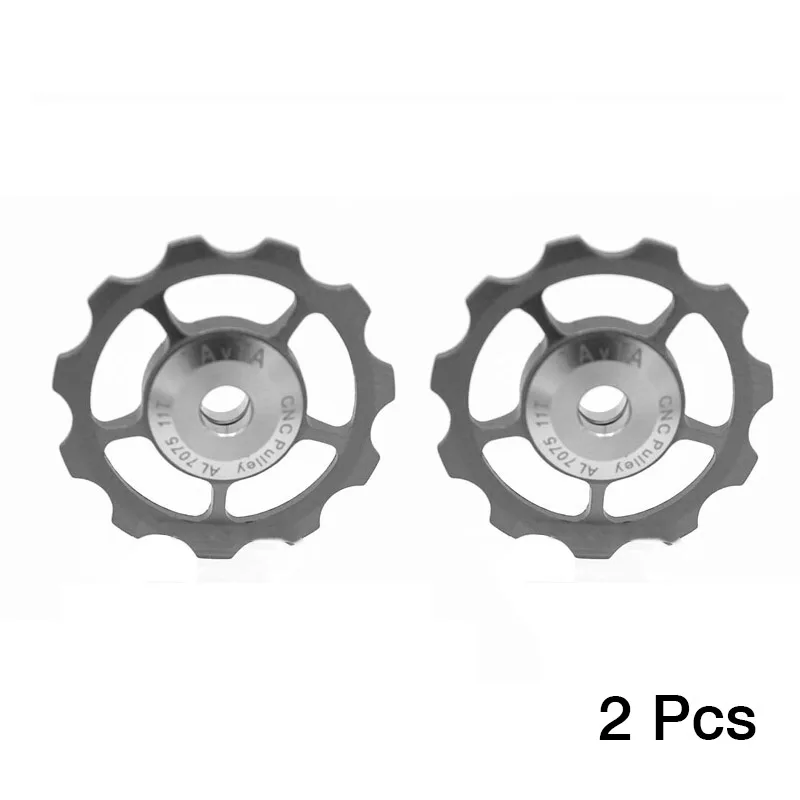 2шт 11 Т сверхлегкий MTB алюминиевый велосипедный подшипник Jockey колеса Задний переключатель Шкивы направляющие колеса для велосипеда запчасти для велосипеда - Цвет: Titanium