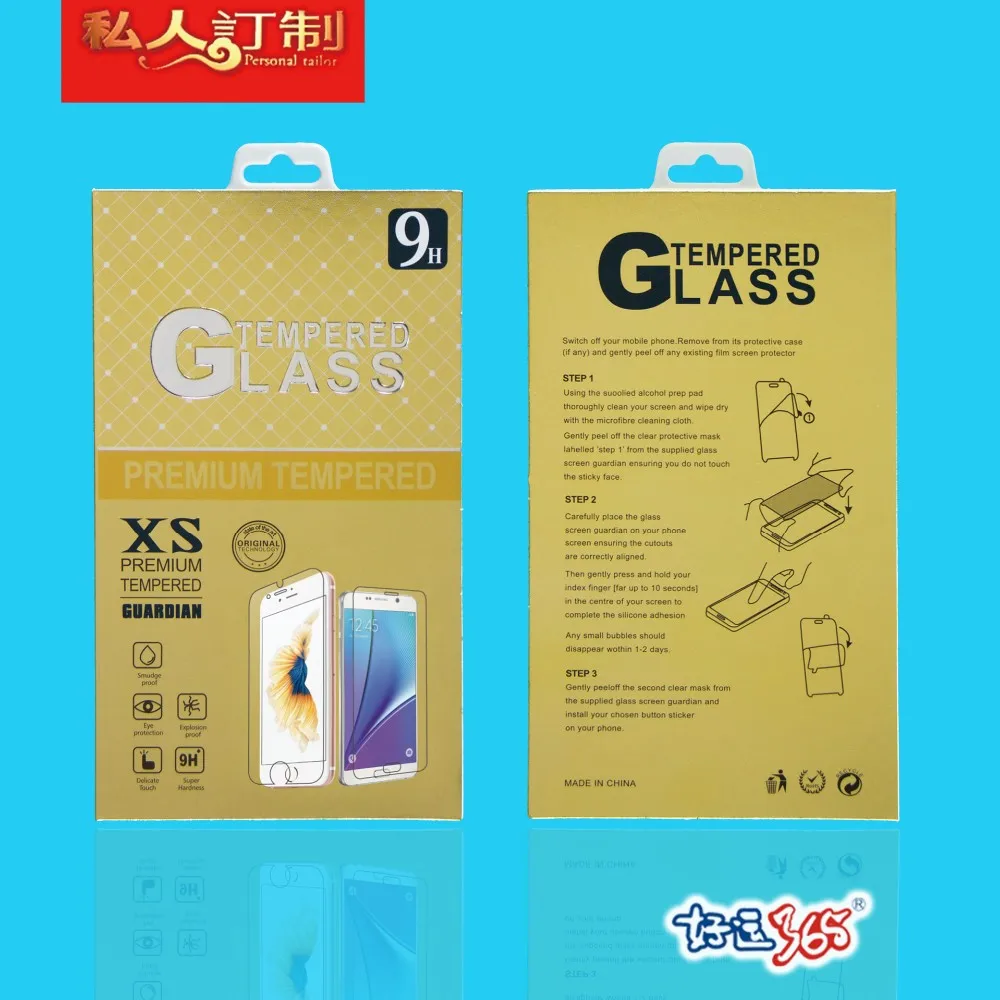 

100pcs/lot Paper Packaging Package Retail Box with hanger For iphone 7 6 5s samsung Mobile phone tempered glass screen protector