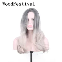 Женский парик из синтетического волокна, устойчивость к высокой температуре, черный, коричневый, серый, длинные парики для косплея