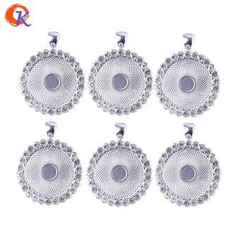 

Cordial Design 30Pcs/Lot 25MM Rhinestone Alloy Round Pendant Rhodium Plate Image Holder Jewelry Findings Empty Tray