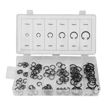 

100pcs Snap Retaining Ring Circlip Assortment Set 11mm - 21mm 6 Sizes with Box