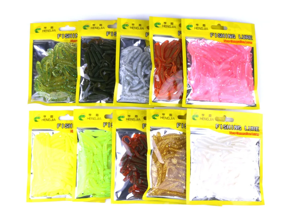 

New 500pcs Soft T Fishing Lure 5.5cm 0.6g Floating Long Tail Fishing Lure Isca wobbly Artificial Silicone Rubber Worms Swimbait