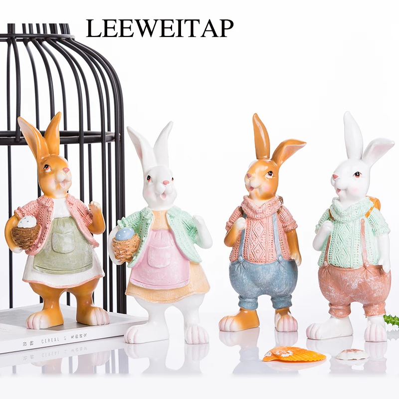 

Large figurines,Home Green Cute Rabbit Family Christmas Friends Girl Resin Gift for Child Doll Micro Landscape Anime Figures