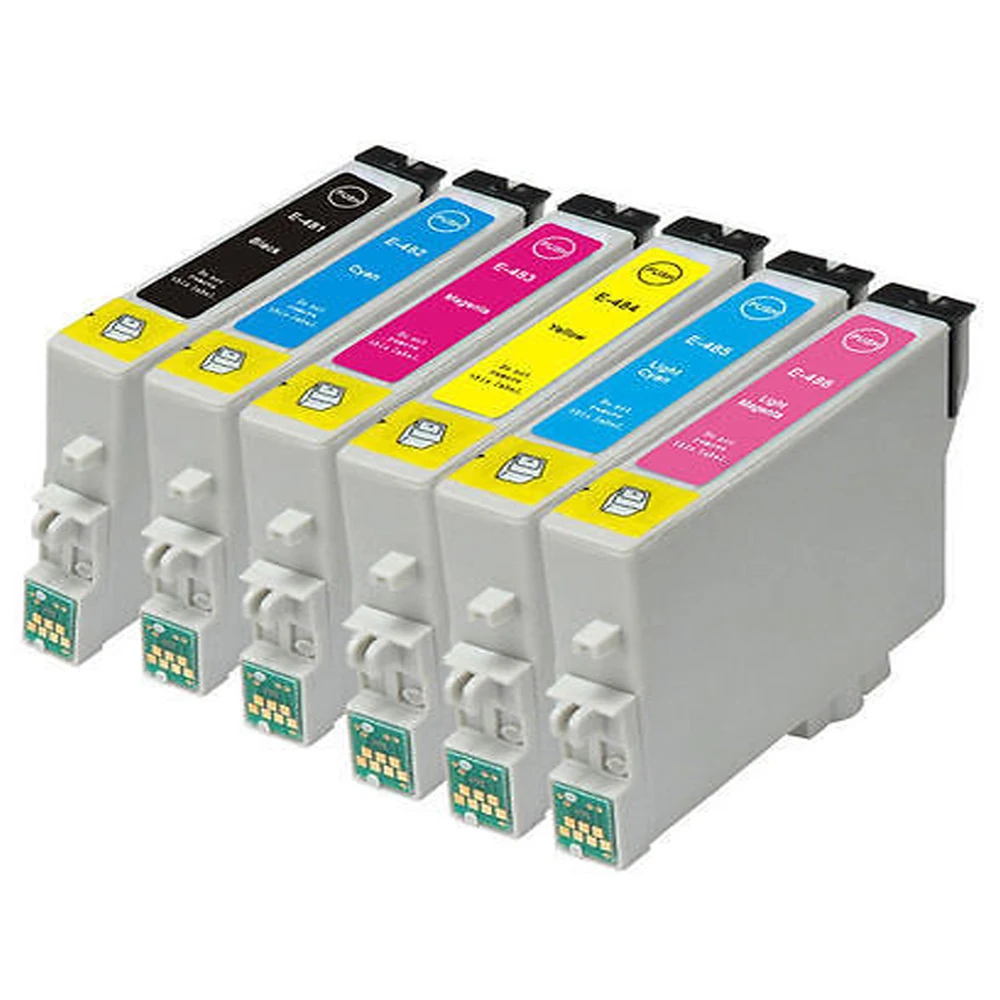 6x совместимые картриджи EPSON T0487 XL чернила для принтера Stylus Photo R200 R220 R300 Rx500 RX590 Rx600