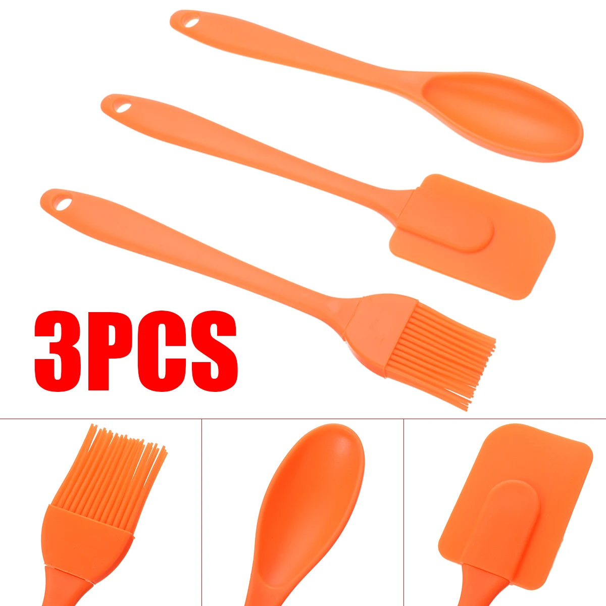 

3Pcs Silicone Spatula Cake Making Spoon Brush Utensil Set Cream Butter Chocolate Baking Pastry Cooking Tools Mixer Kitchen Tool