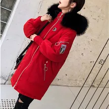 Зимний модный женский пуховик, новинка, большой размер, принт, средняя длина, высокое качество, меховой воротник, теплый пуховик с капюшоном, NUW207