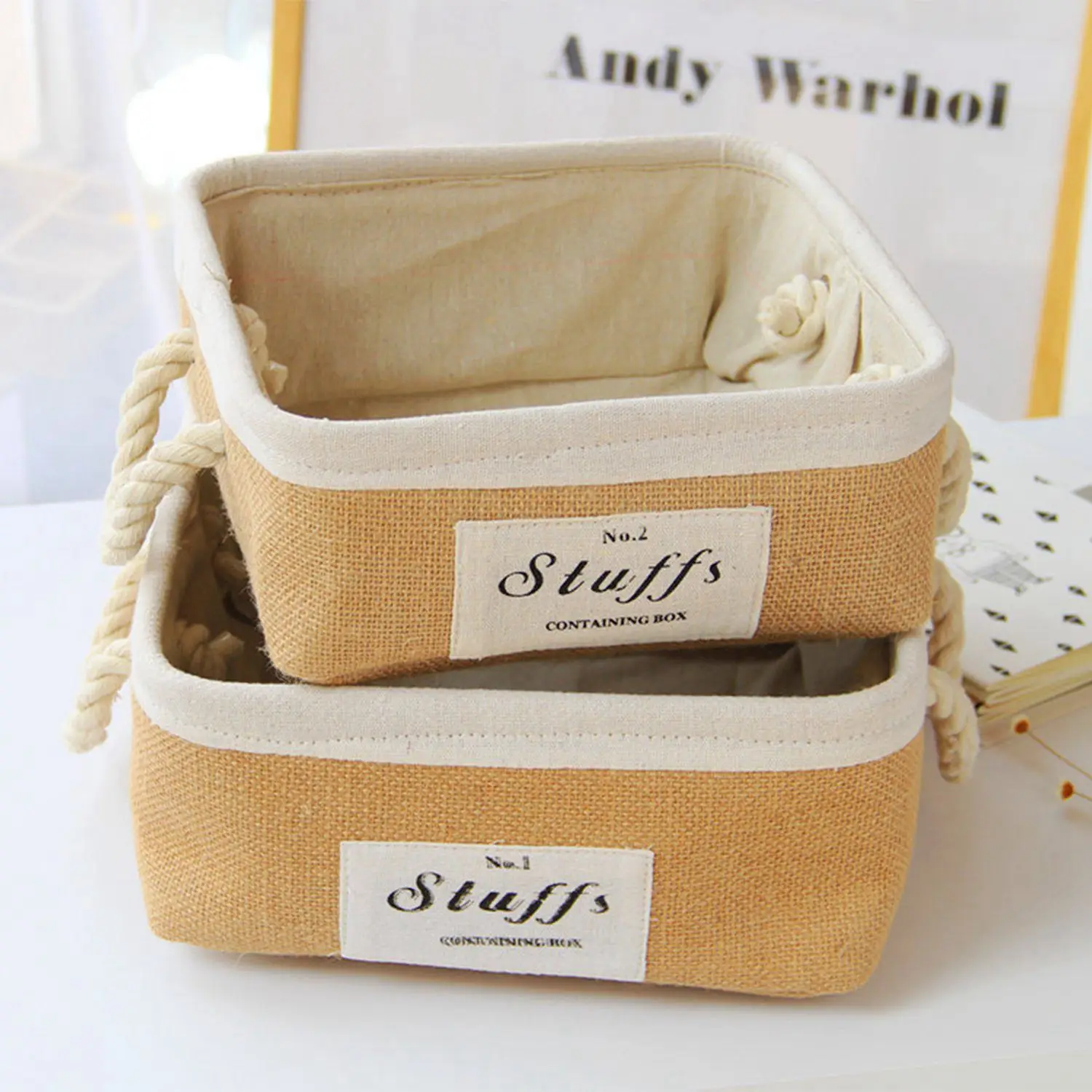 Nordic style jute eva storage box thickening Japan and South Korea simple patch stuffs cotton