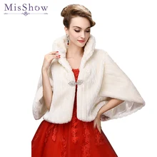 Hot Sale MisShow Ivory Faux Fur Wedding Accessories 2017 Jacket Bridal Winter Warm Bride Wrap Shawl Cape Short Coat Real Picture