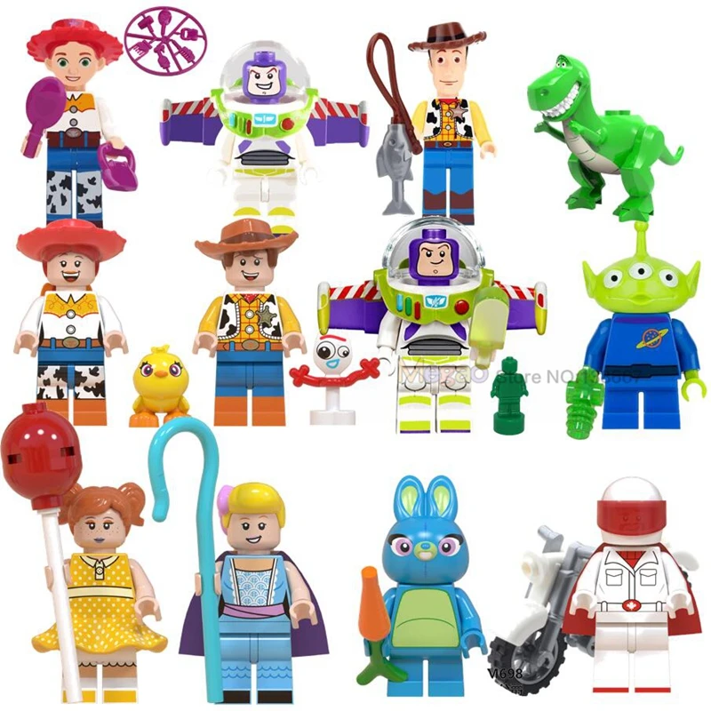 

Toy Story 4 Woody With Forky Buzz Lightyear Jessie Alien Bo Peep Caboom Building Blocks Action Friend Kids Gift WM692