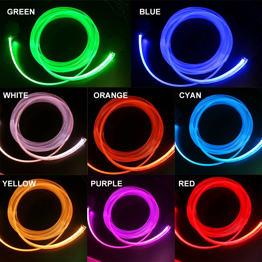 RGB окружающий светильник светодиодный атмосферный светильник 8 цветов DIY для салона автомобиля неоновая полоса Оптическое волокно супер яркая декоративная лампа 12 В