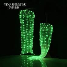 Светодиодный вентилятор для танца живота, аксессуары для танцев, цветной светодиодный вентилятор для женщин, Шелковый светодиодный вентилятор для танца, 1 пара, 180x90 см, цвет/размер можно настроить