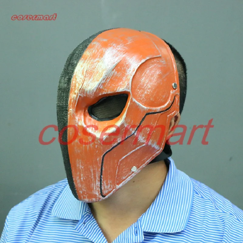 New Version Orange Deathstroke Mask Helmet Arkham Deathstroke Mask Cosplay Props Halloween Use (2)