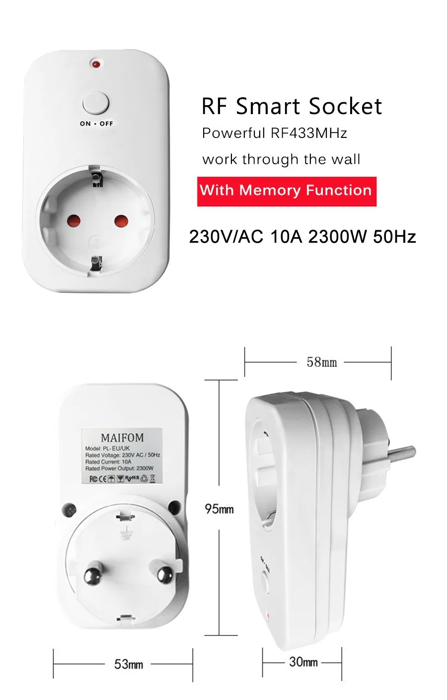 EU Standard RF433WHz Smart Socket Wireless Wall Plug WIFI Remote Control Socket Combine With Broadlink RM PRO by Cellphone 1