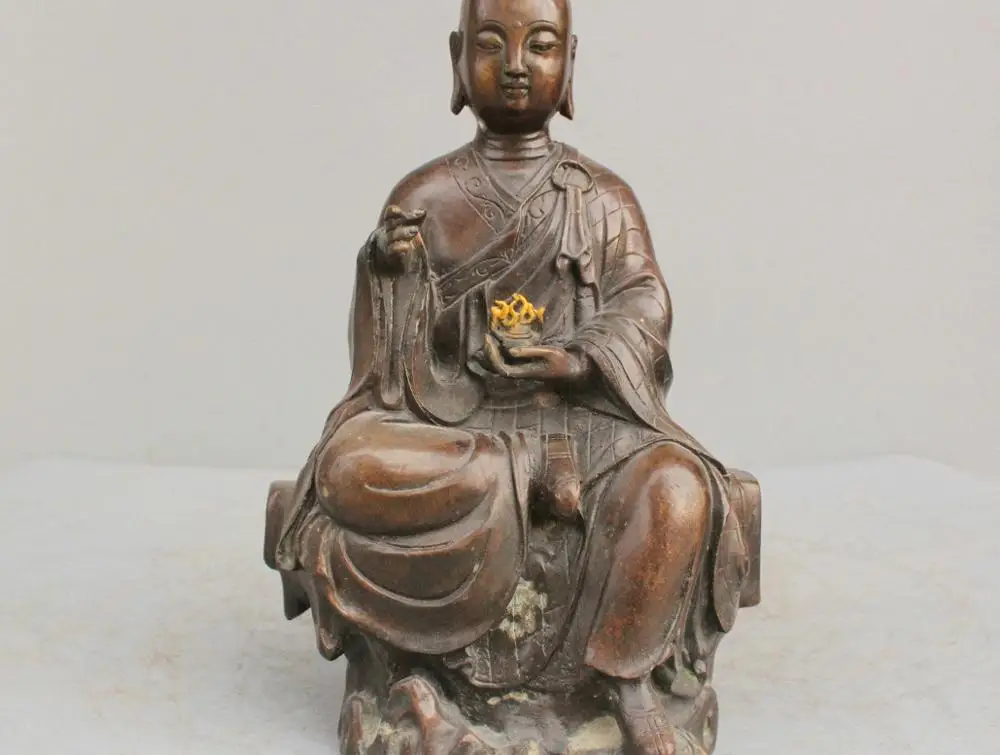 

11'' China Tibetan Earth Store Ksitigarbha Bodhisattva Buddha Bronze Statue