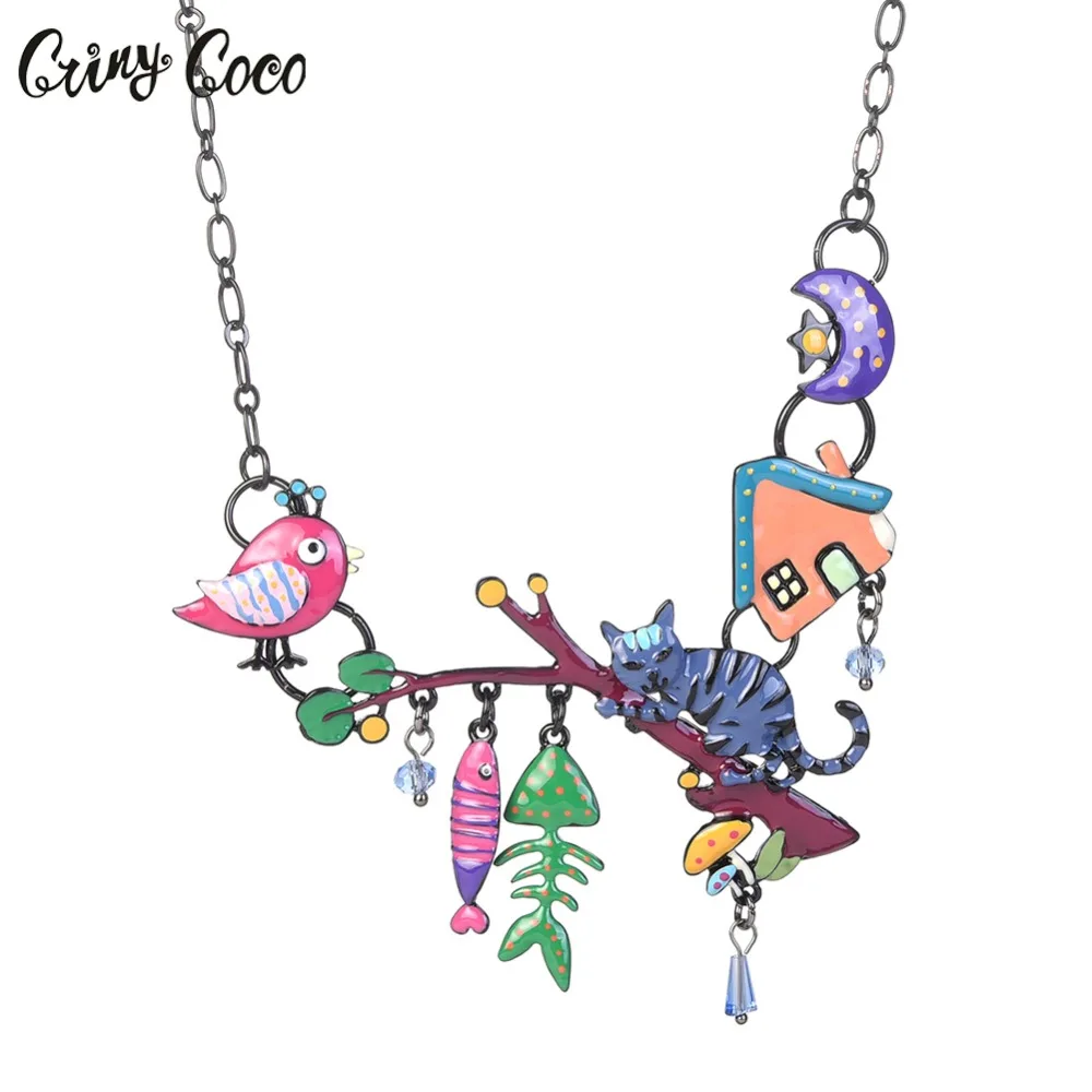 

Cring CoCo Statement Maxi Alloy Enamel Cat Choker Necklace Chain Pendant For Women Girls Ladies Animal Jewelry Wholesale