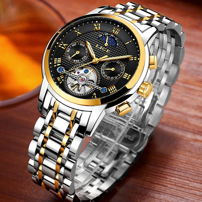 LIGE Mens Watches Top Brand Luxury Automatic Mechanical Watch Men Full Steel Business Waterproof Sport Watches Relogio Masculino LIGE Mens Watches Top Brand Luxury Automatic Mechanical Watch Men Full Steel Business Waterproof Sport Watches Relogio Masculino