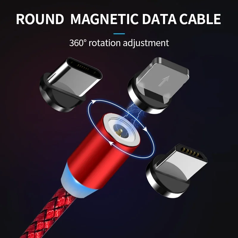 Светодиодный индикатор Магнитный Usb кабель для Iphone Xs Micro USB 2 м C Xiaomi супер быстрое