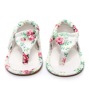

Summer Print Girl Sandals Fashion Beach Girls Shoes Flowers Newborn Baby Cloth Herringbone Plywood Sandals for Girls Shoes