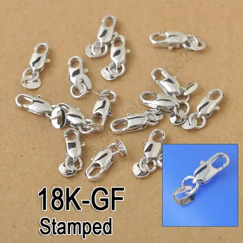 

50Pcs Jewelry Findings 18K White Gold Filled Lobster Clasps GF Connecter Link Jewelry For Necklace Bracelet 18KGF Stamped