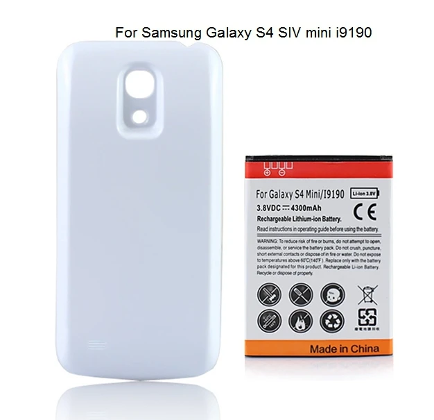 

New For Samsung Rechargeable Replacement Phone High Capacity Battery 4300mAh + Back Cover Case for Galaxy S4 SIV mini i9190