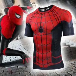 2019 Человек-паук далеко от дома 3D печатные футболки мужские компрессионные рубашки с коротким рукавом Топы мужской косплей костюм