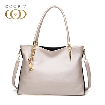 

Coofit Elegant Women's Tote Bag Fashion Casual Leather Handbag With Fox Ornaments Female Simple Large Messenger Crossbody Bags