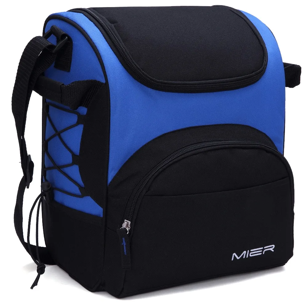 

MIER Large Insulated Lunch Bag Reusable Lunch Box Picnic Cooler Bag for Men, Women, Kids, Adjustable Shoulder Strap (Blue)