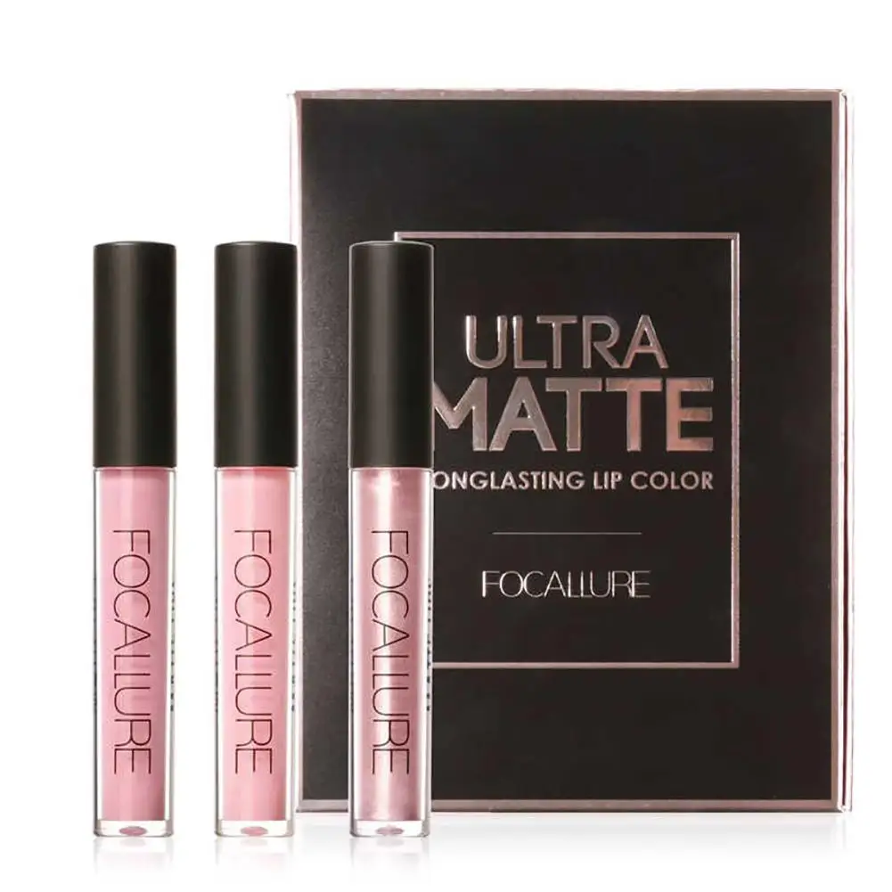 

HOT SALE 3Pcs Waterproof Long Lasting Ultra Matte Lip Gloss Beauty Makeup Set