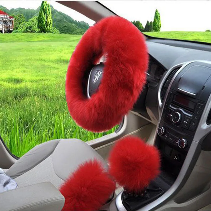 red wool steering cover