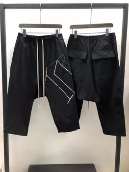 

Owen Seak Men Casual Harem Shorts Cotton Gothic Men's Clothing Sweatpants Summer Women Knee Length Loose Black Short Size XL