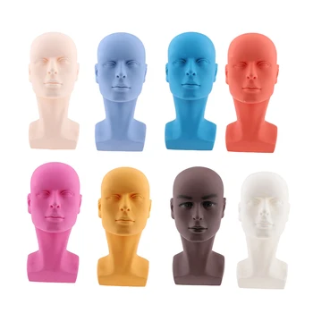 

Glossy Male Mannequin Head with Small Shoulder and Mounted Hole, Abstract Style, 8 Colors Optional