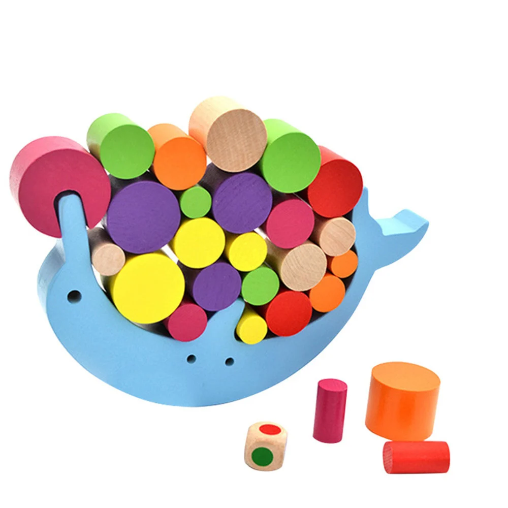 Wooden Stacking Blocks Toys Dolphin Balance Desk Games Building Blocks Children Baby Early Learning Educational interactive