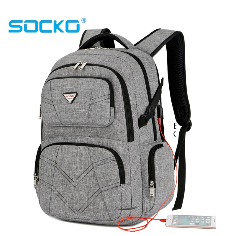 

Big capacity USB charging laptop backpack travel bag business knapsack for 15.6~17inch laptop School backpack for man anti thief