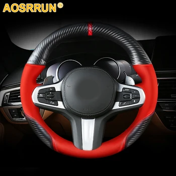 

AOSRRUN Hand-stitched Black Leather Car Steering Wheel Cover for BMW X3 G01 2018 30i 30d