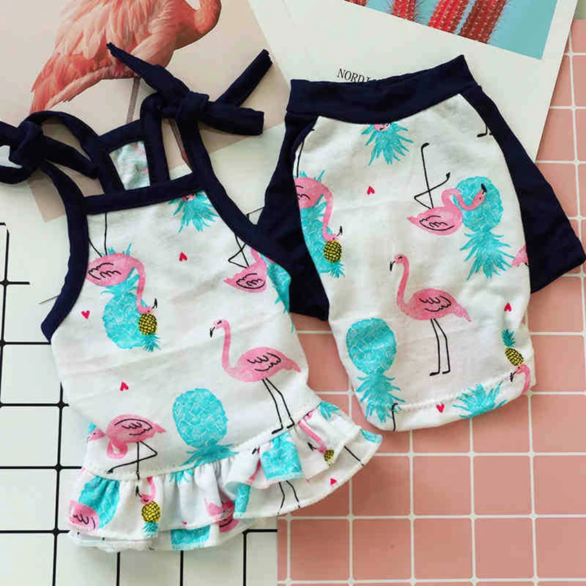 

Summer Dog Vest Cotton Dog Shirts Girl Dress Beach Vest for Small Dog Short Sleeve Pet Clothes Dog Girl Short Skirt XS-XL