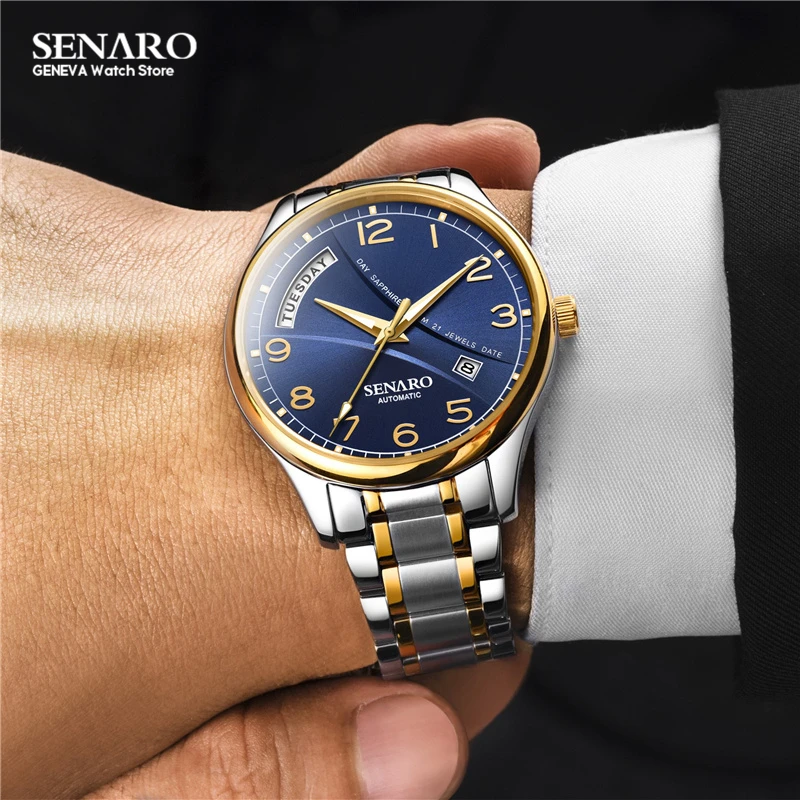 

SENARO Fashion Watches Men 316L Stainless Steel Bracelet Automatic Mechanical Watch Mens Wristwatches Male Reloj orologio S3