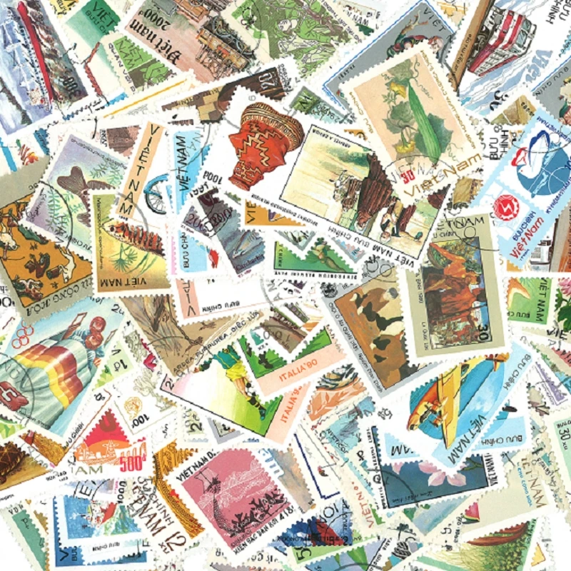 

50Pcs Topic Stamp Vietnam Stamps All Different NO Repeat Unused Marked Postage Stamps for Collecting