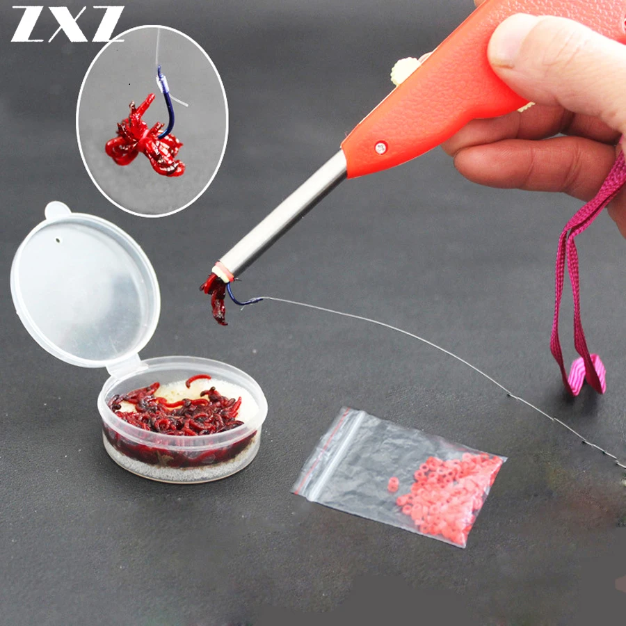 Red Worms Bait Bander Tool with Bands Coarse Pellet Fishing Terminal Tackleha Red Worms Bait Bander Tool with Bands Coarse Pellet Fishing Terminal Tackleha