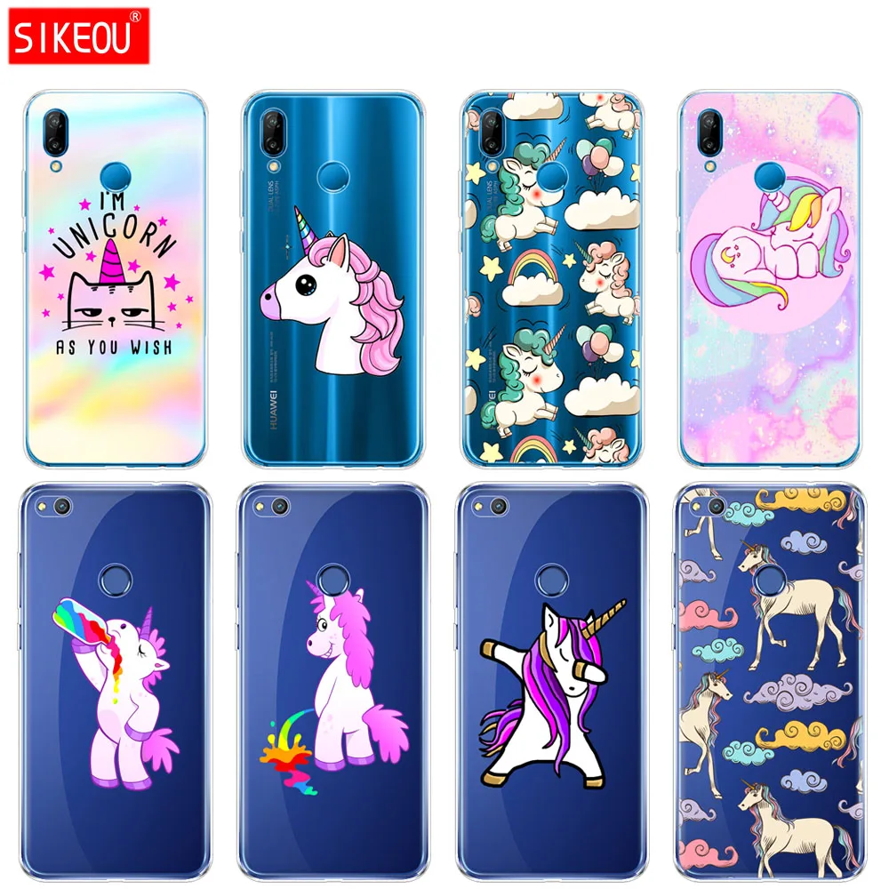 Силиконовый чехол для телефона Huawei P20 P7 P8 P9 P10 Lite Plus Pro 2017 P Smart Cute Hippo Unicorn Horse полная