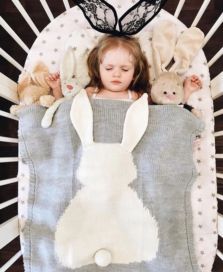 Взрывное одеяло с кроличьими ушками, стерео одеяло с кроликами, детское трикотажное одеяло