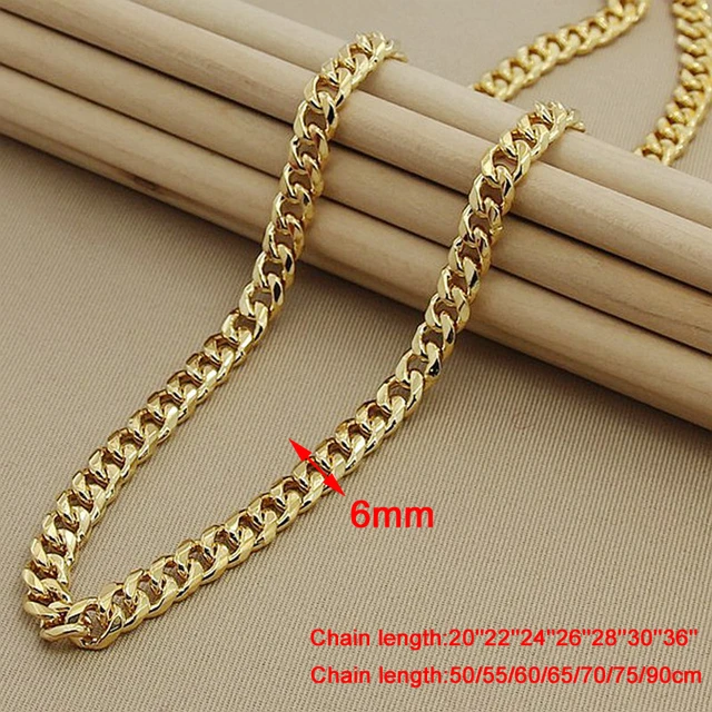 Collares de cadena cubana de oro de 24k hombres, joyería de Hip Hop, Color dorado, collar y grueso, 20-36 pulgadas, venta al por mayor AliExpress