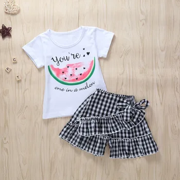 

Kids Baby Girls Outfits Clothes Letter Tops Short Sleeve Striped Shorts 2pcs Casual Cotton Bow Flower 2PCS Clothing Set