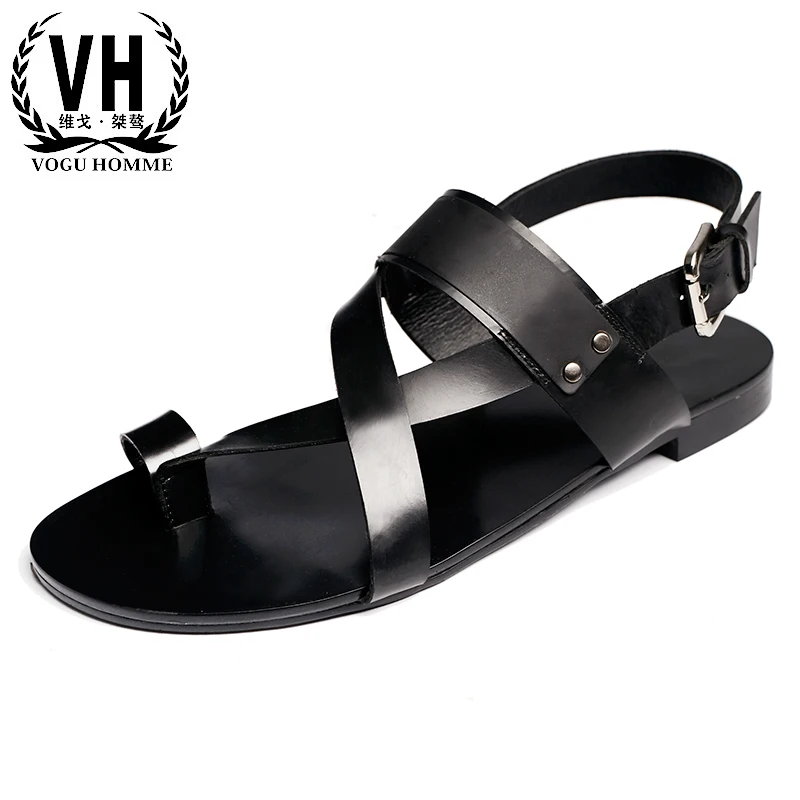 

summer men's sandals Sneakers Men Genuine Leather Slippers Flip Flops casual Shoes beach Rome sandals male all-match cowhide