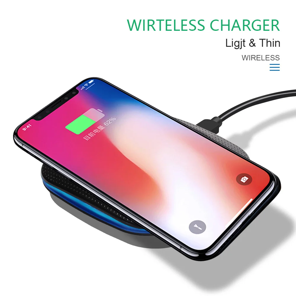 أولاف تشى شاحن لاسلكي لسامسونج غالاكسي s8 s9 زائد ملاحظة 8 شاحن usb شاحن الهاتف المحمول اللاسلكي الوسادة آيفون × 8 زائد