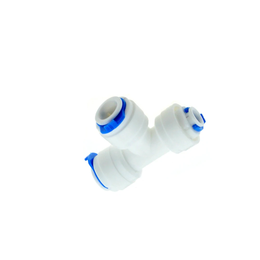 

T Type Reverse Osmosis Aquarium Quick Fitting 1/4" 3/8" OD Hose Equal Connection Tee RO Water Plastic Pipe Coupling Connector