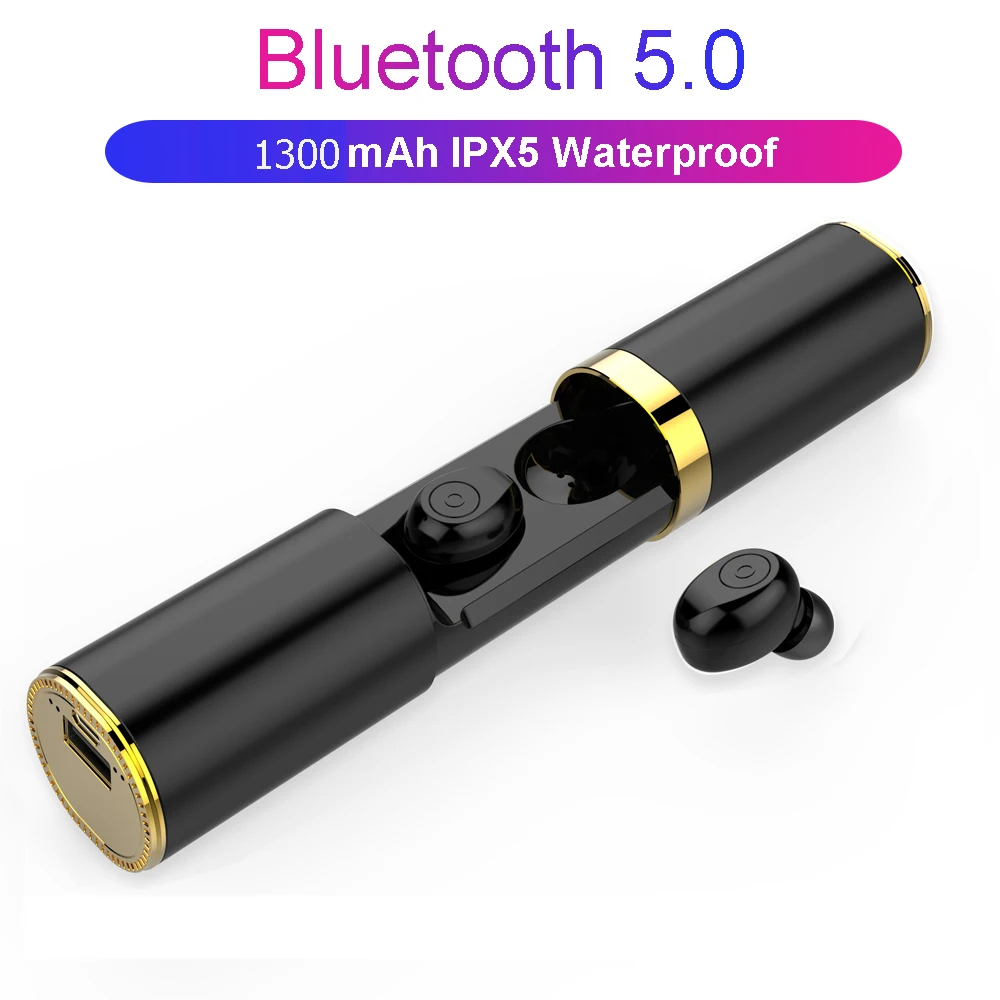

Touch Earbuds TWS Bluetooth Earphone 5.0 Sports Headset Wireless Earphone Waterproof with Charging Power Bank for Smart Phone