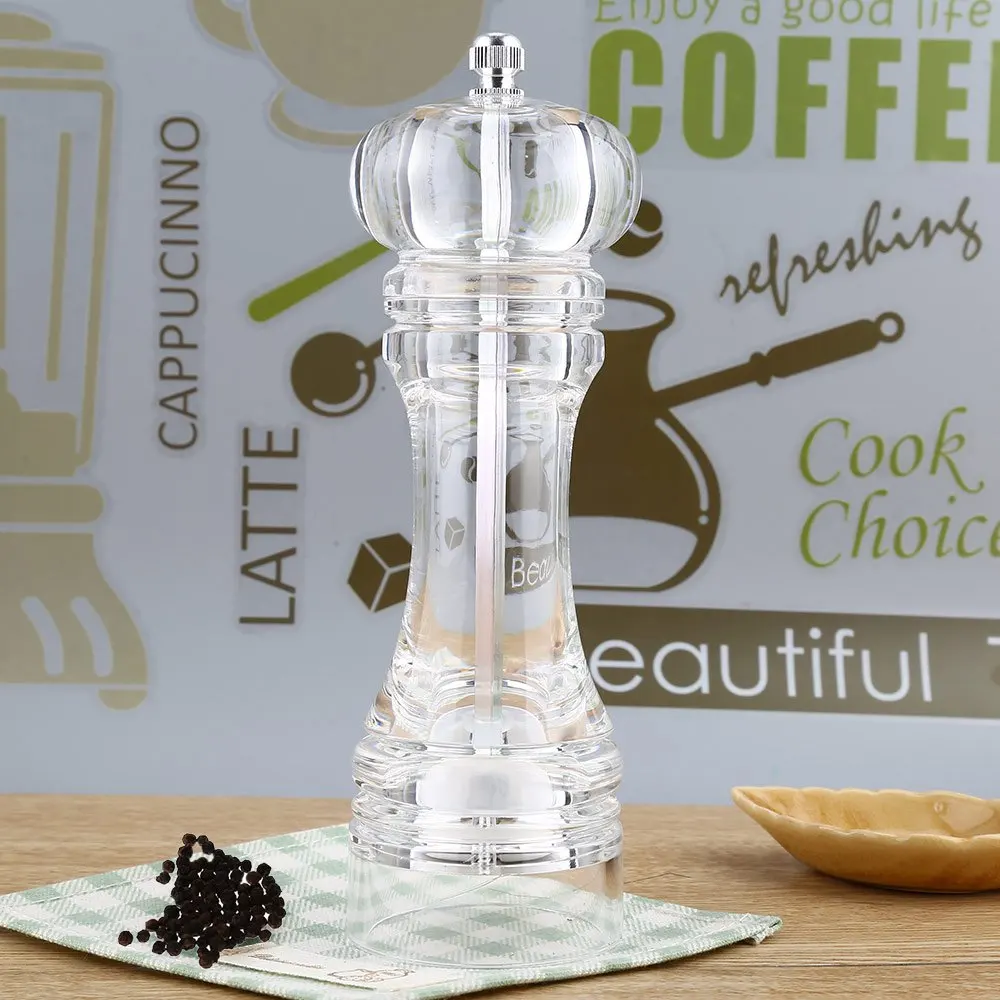 Acrylic Transparent Manual Pepper Grinder Salt Spices Mill Ceramic